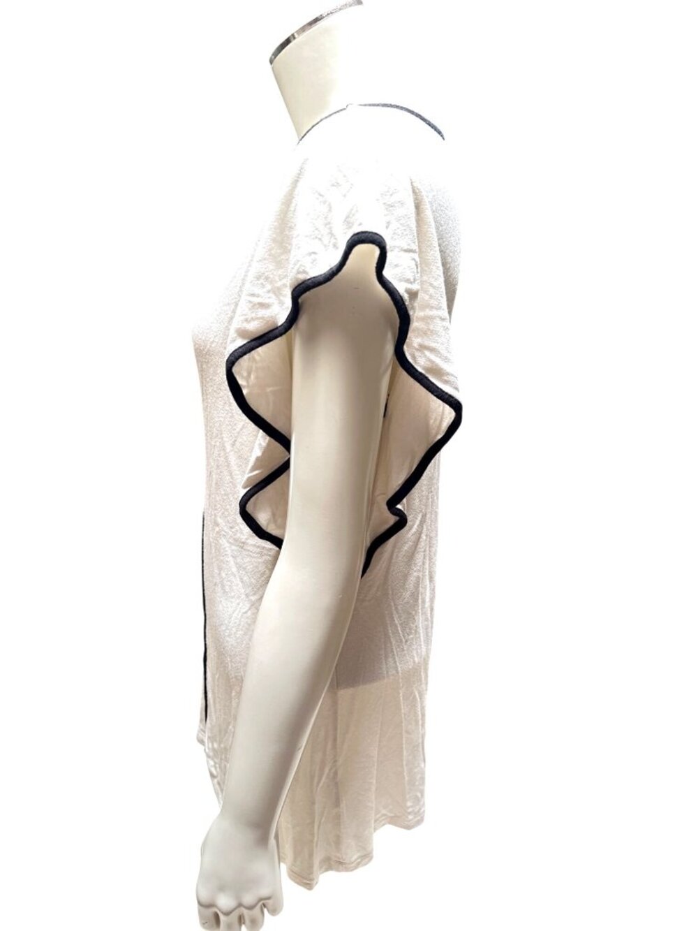 Bobeau Large White Black Ruffle Sleeve Keyhole Tunic Blouse City Chic Monochrome - Picture 4 of 9